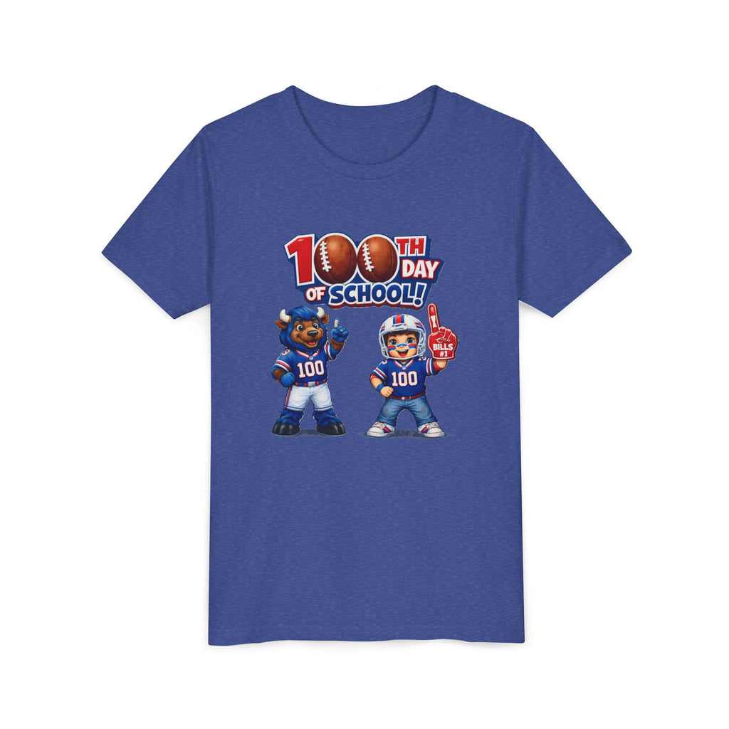 Buffalo 100th Day of School Kids Tee | Football Mascot 100 Design