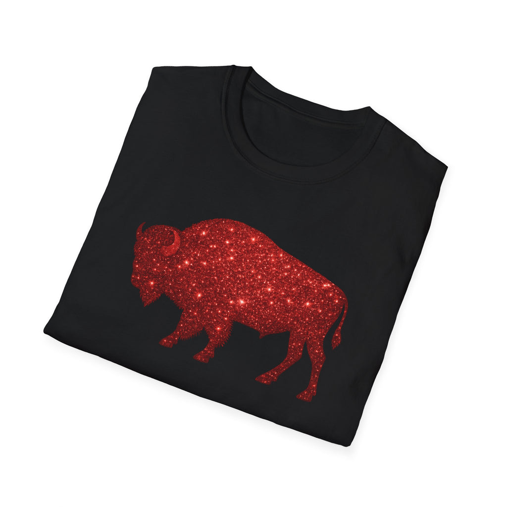 Red Buffalo Silhouette T-Shirt | Sparkle Star Pattern