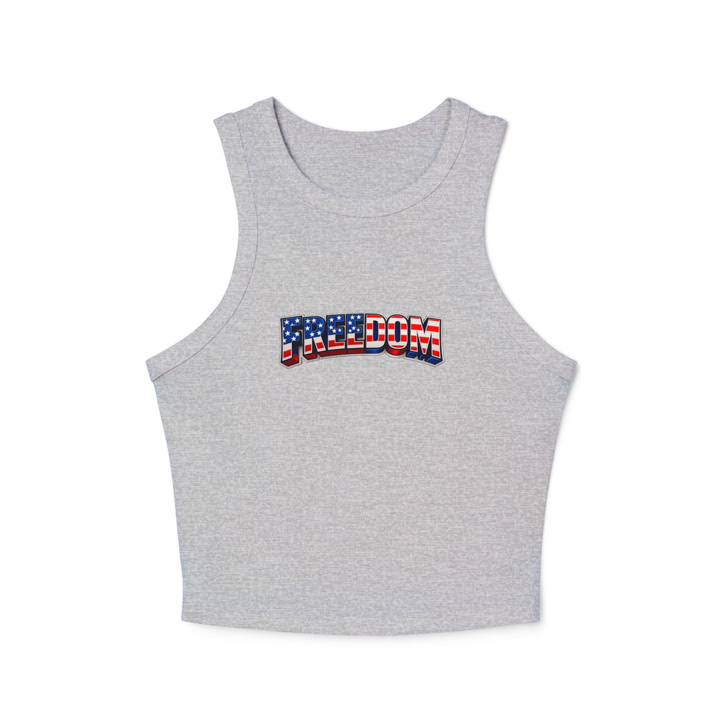 Freedom Graphic Racer Tank — Patriotic USA Flag Design