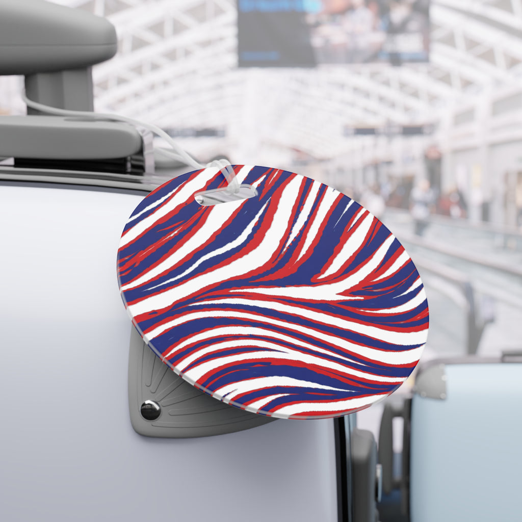 Buffalo Red White Blue Pattern Luggage Tag | Stripe