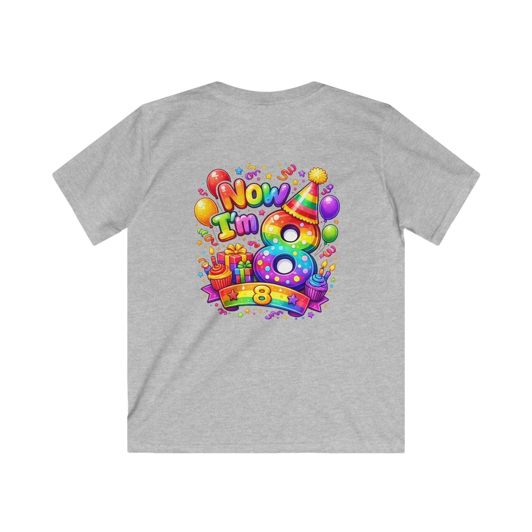 Now I'm 8 Birthday Shirt | Kids 8th Birthday Tee, Colorful Number 8 Design