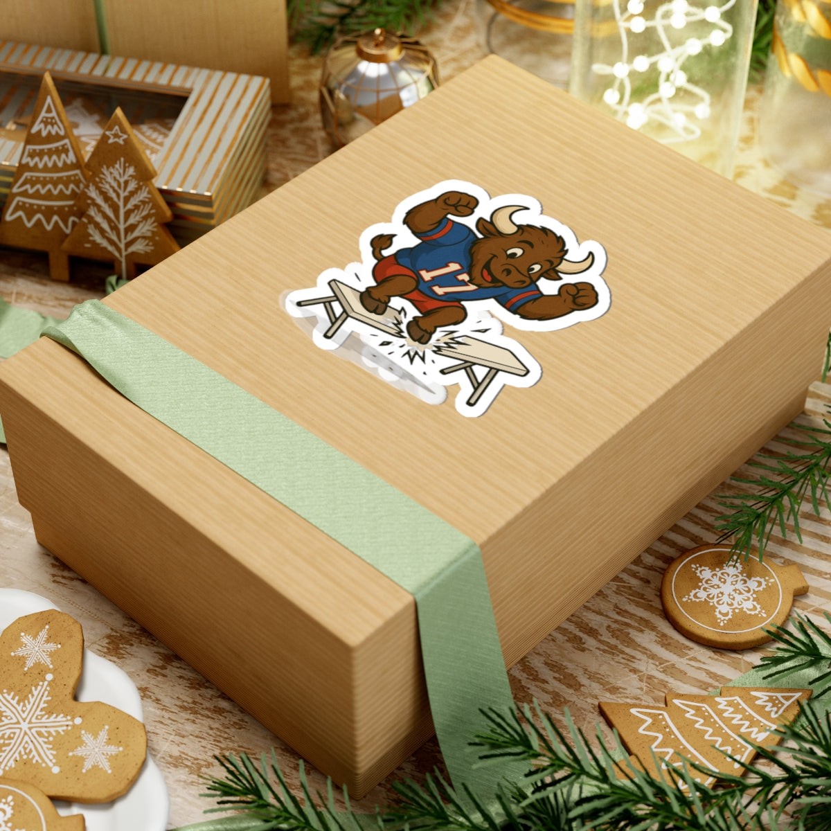 Football Buffalo Breaking Tables Sticker | Kiss-Cut Sticker