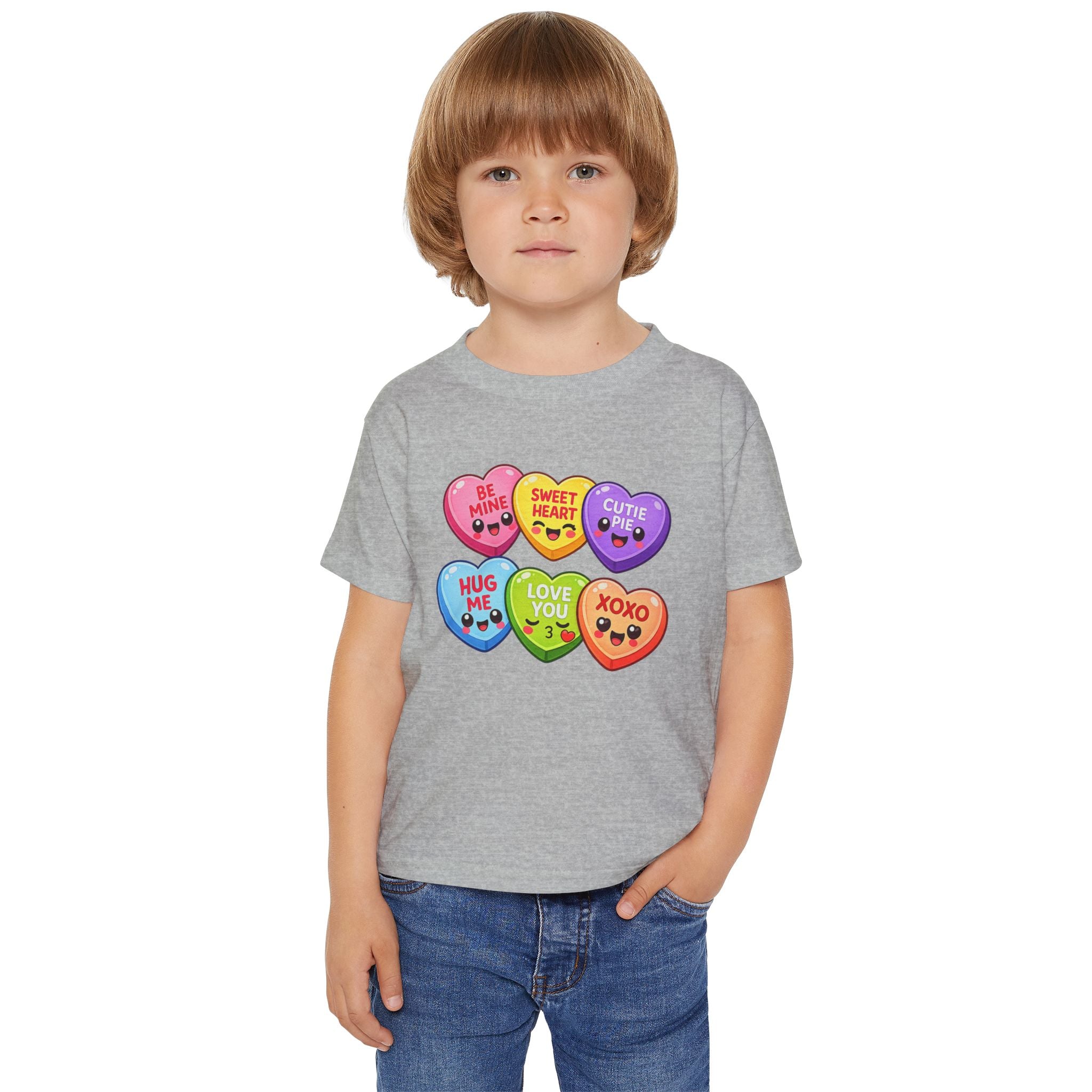 Candy Heart Characters Toddler T-shirt | Valentine Conversation Hearts Design