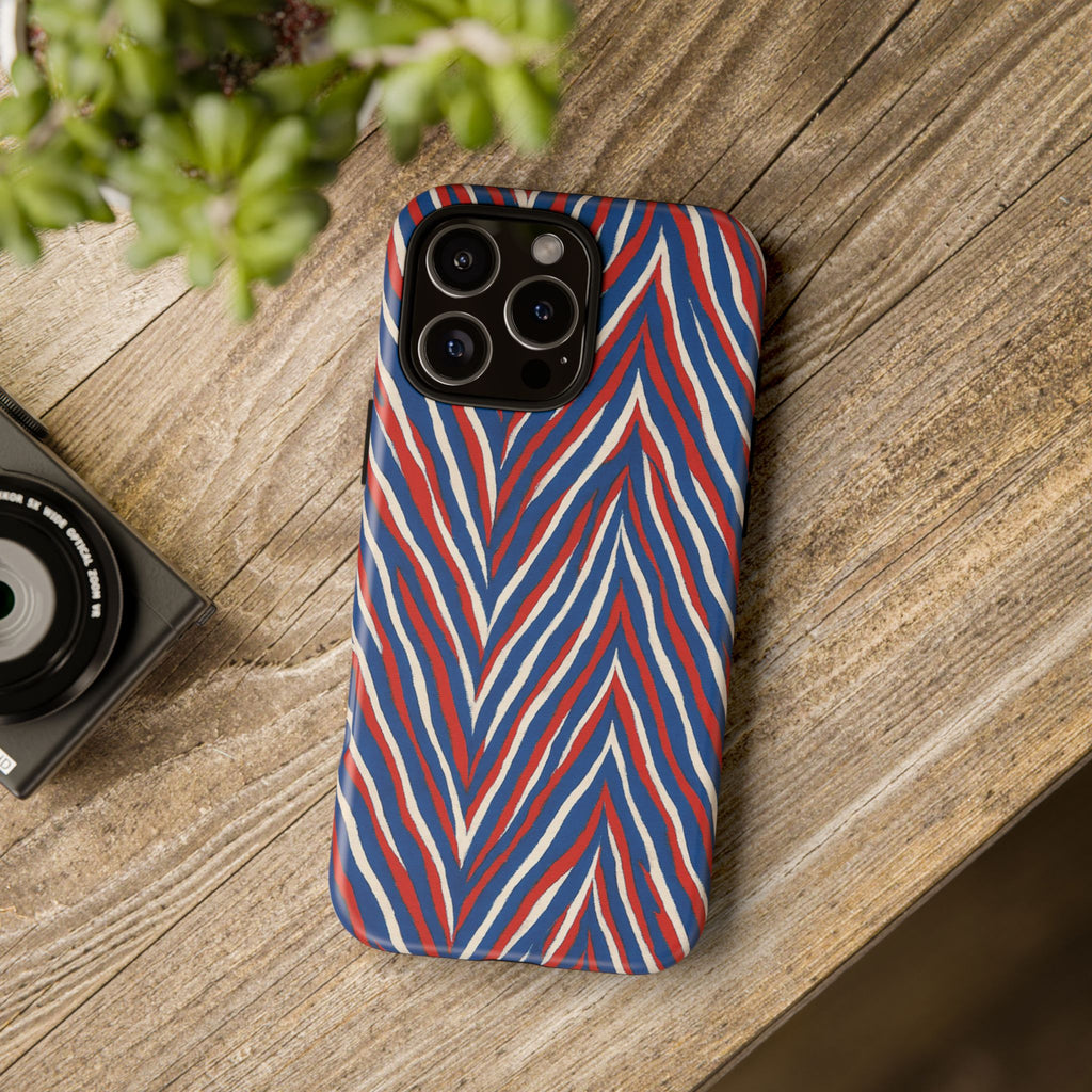 Red White Blue Zebra Stripe Tough Case | Patriotic Phone Cover